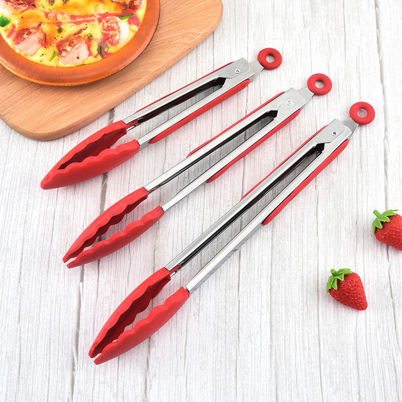HZ415 Silicone food tongs, food tongs, anti-slip and heat-resistant barbecue tongs, bread tongs and grilled meat tongs Application Scenario