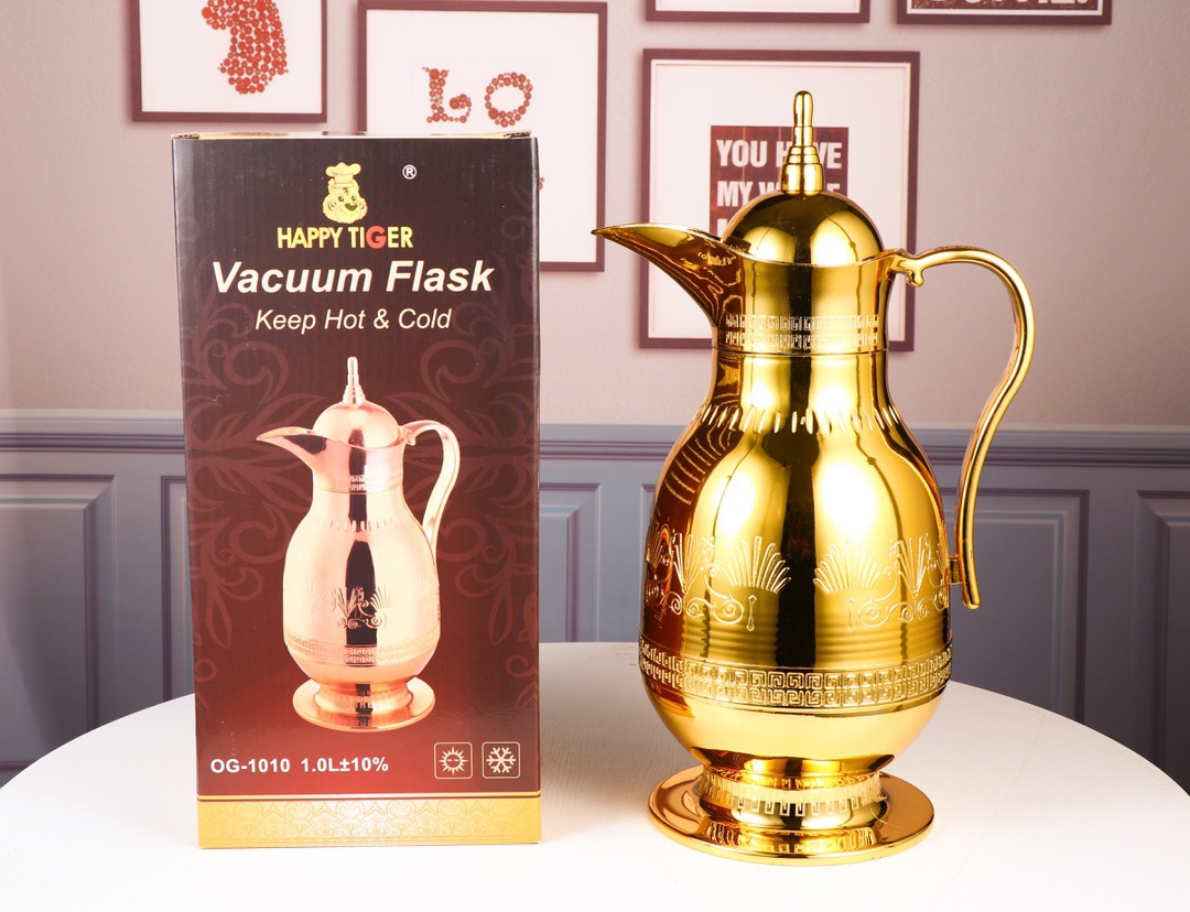 HZ472 Middle Eastern-style household glass inner liner thermos flask 1L large capacity long-lasting heat preservation Specification image