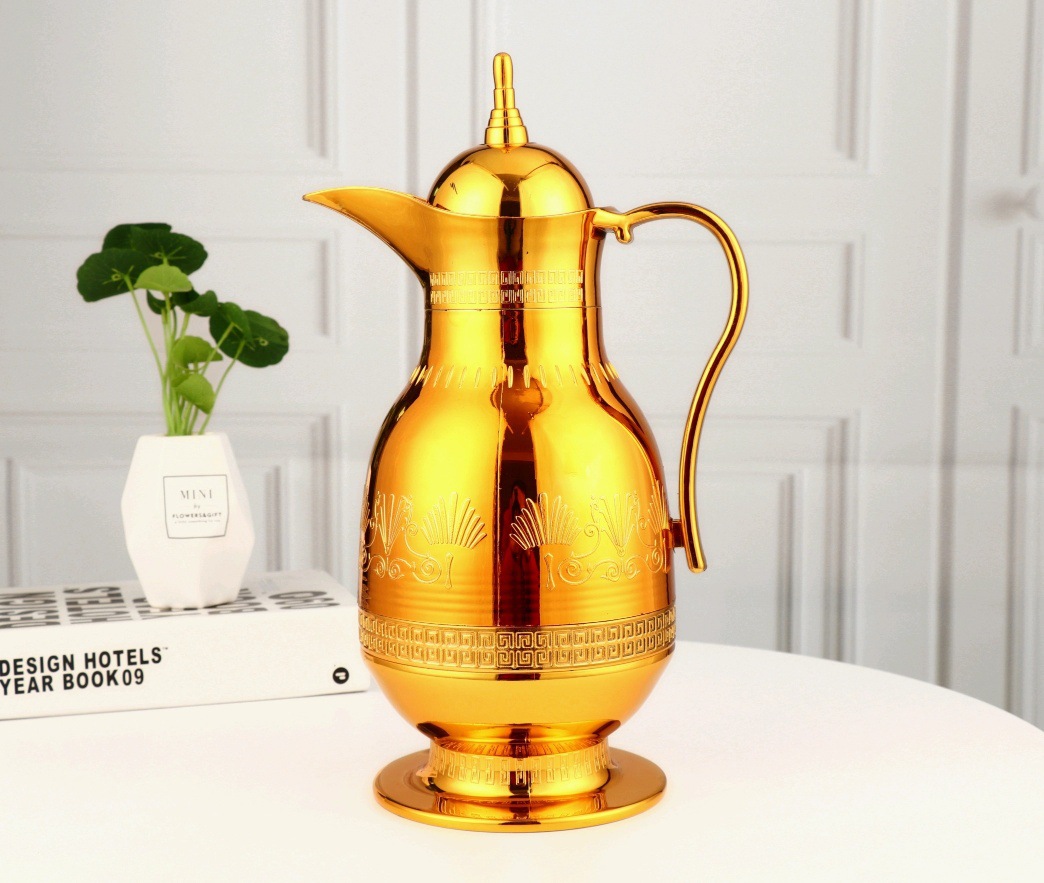 HZ472 Middle Eastern-style household glass inner liner thermos flask 1L large capacity long-lasting heat preservation Item Picture