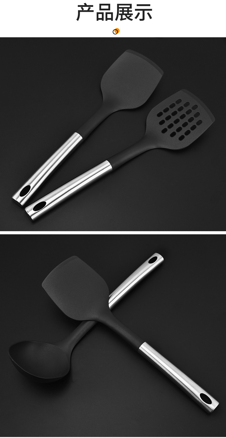 HZ415# Direct sale stainless steel nylon kitchenware non-stick pan cooking set, high-temperature resistant kitchenware set pic 9