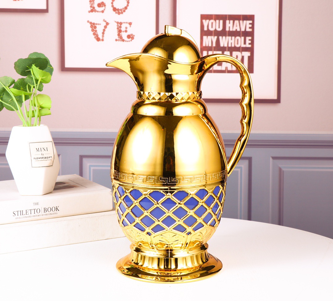 HZ472 Middle Eastern-style household 1L thermos flask, white glass inner liner, three-color mixed packaging