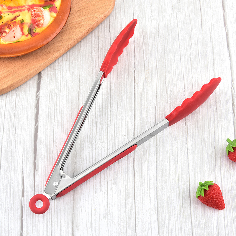 HZ415 Silicone food tongs, food tongs, anti-slip and heat-resistant barbecue tongs, bread tongs and grilled meat tongs Specification image