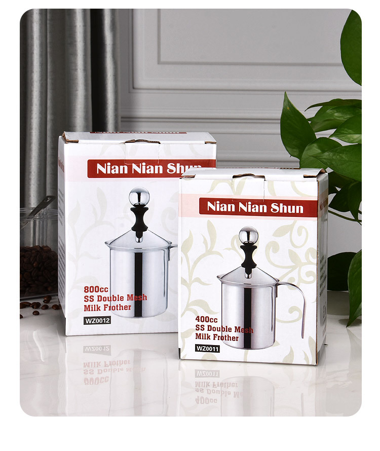 HZ610/304 stainless steel manual milk whisker, latte art milkshake Cappuccino coffee 400ml Japanese milk foam cup pic 11