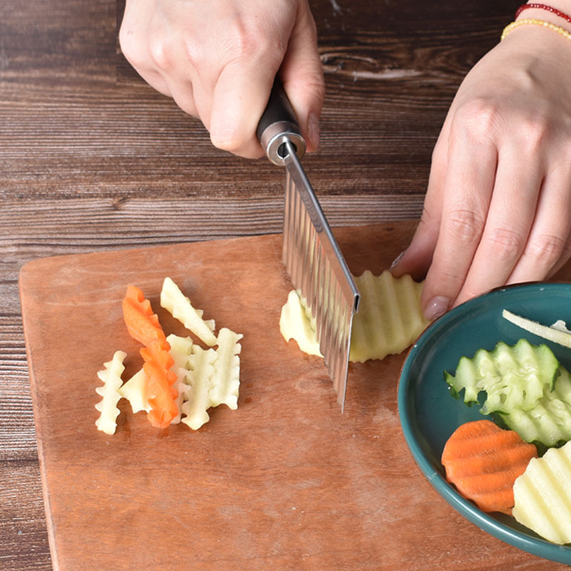 HZ384 Wolf Tooth Potato Cutter, Potato Wave Knife, Multi-functional French Fries Cutter, Thickened Potato cutter, Fancy Vegetable cutter Specification image