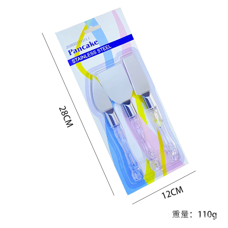 HZ720# Cheese and Cheese Knife and Fork Three-Piece Set, Crystal Handle Cheese Knife and Spatula Set, Stainless Steel Cheese knife for baking Item Picture