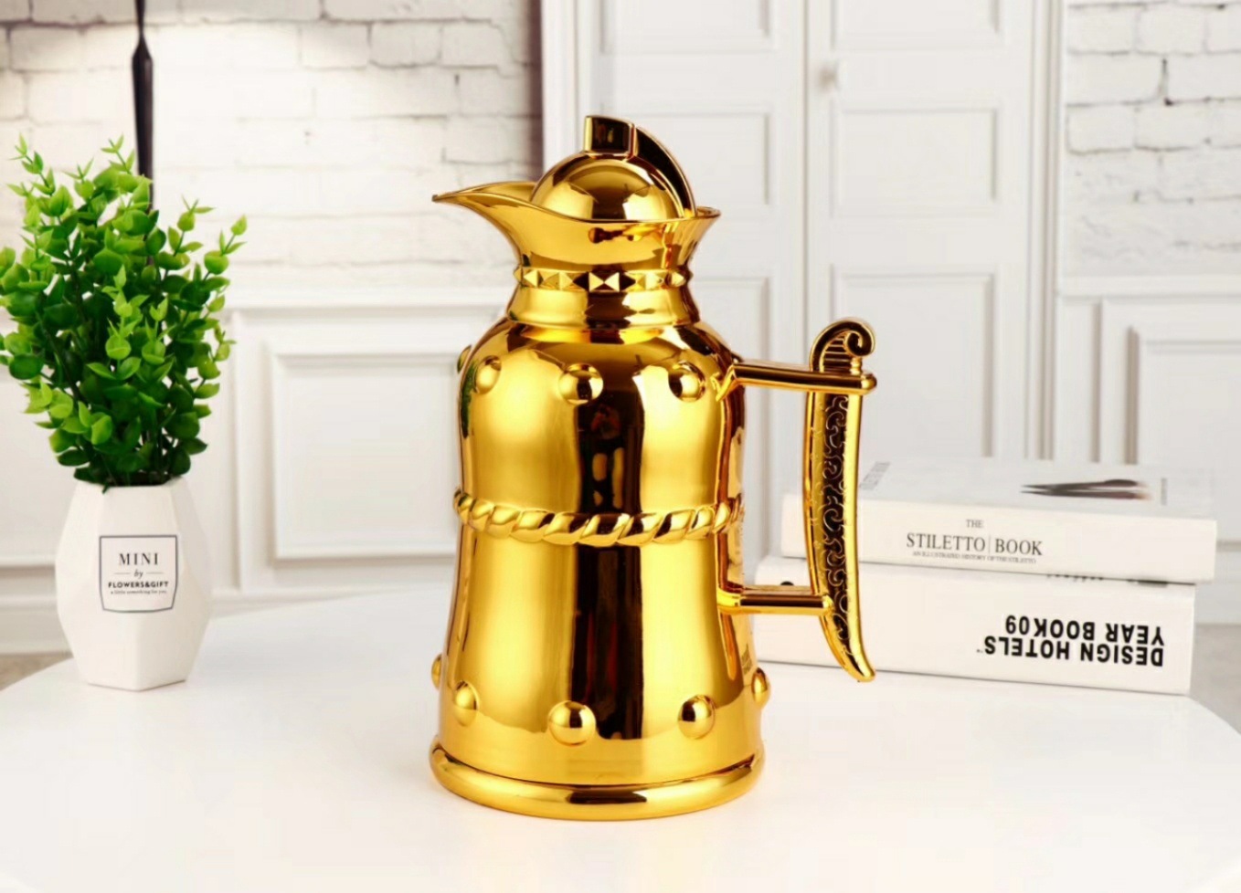 HZ472 Middle Eastern-style glass inner liner 1L household thermos for long-lasting heat preservation pic 4