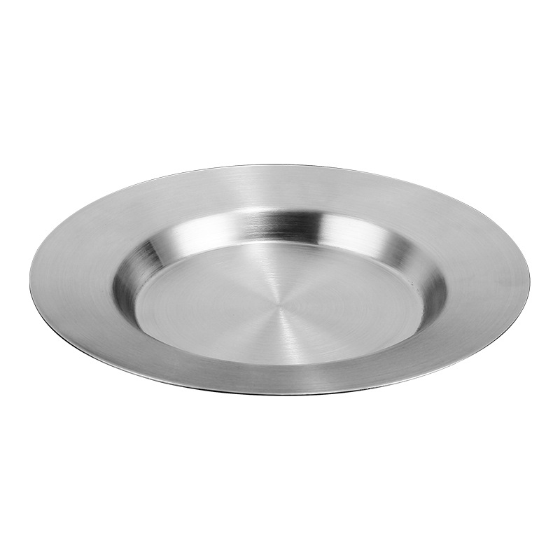 HZ426 Korean-style stainless steel round plate, Western-style steak plate, cold dish plate, pasta salad, dessert and cake plate Application Scenario