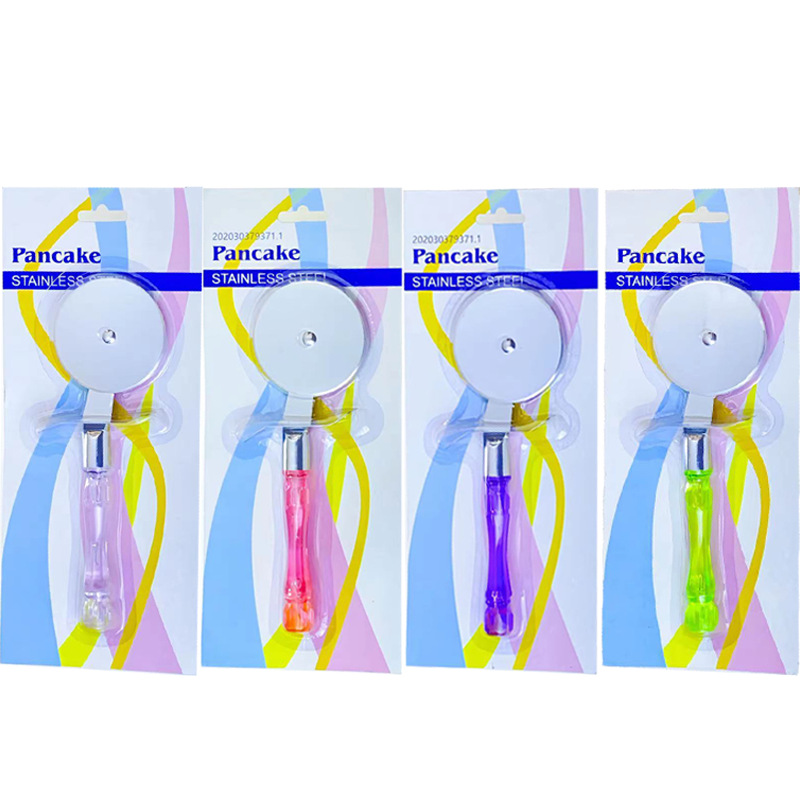 HZ720# Stainless steel crystal handle Pizza knife, single-wheel roller knife cutter, colorful crystal handle pizza cutter for baking Application Scenario