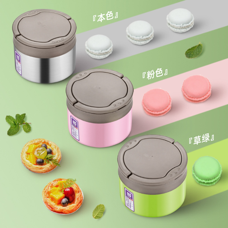 HZ37 stainless steel 304 insulated lunch box, portable anti-overflow lunch box, student double-layer lunch box, small insulated bucket