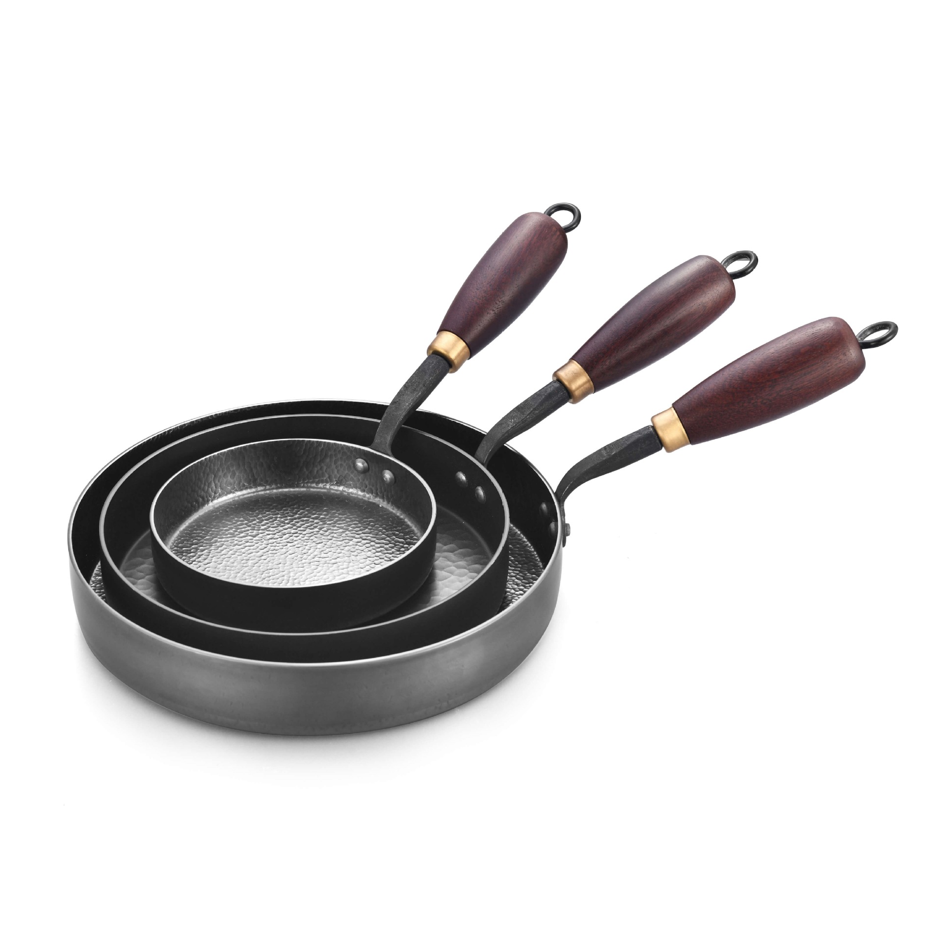 HZ43# uncoated fine iron forged non-stick iron pan, hand-made universal pan, frying pan, wok, household set with wooden lid pic 4