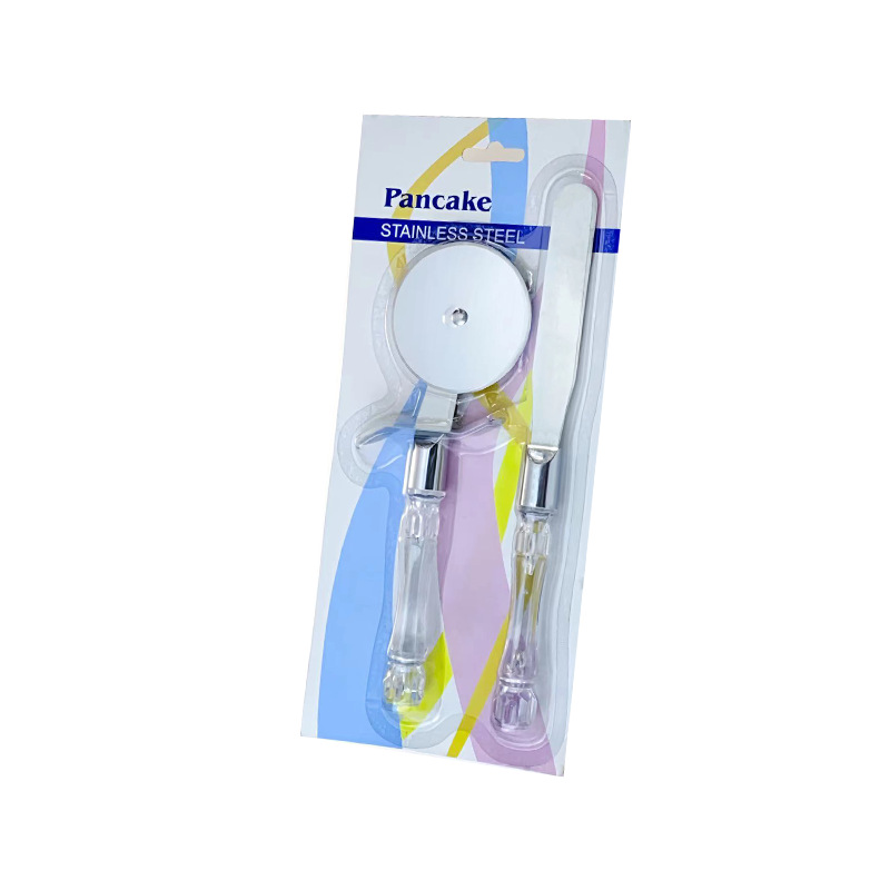 HZ720# Crystal Handle Pizza Knife Straight Spatula Two-piece Set Pizza Cutting Tool Cream Spatula Baking Set pic 8