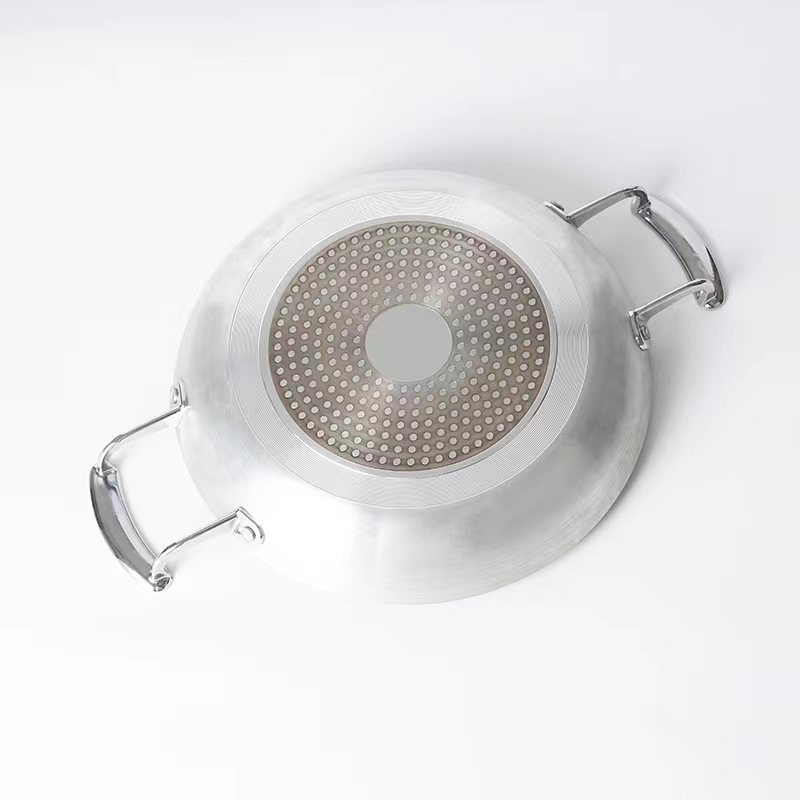 HZ43# Double-ear aluminum frying pan, non-stick flat pan with double bottom, hotel commercial wholesale pic 7
