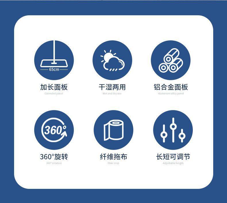 铝合金大拖把干湿两用粘扣式酒店医院拖把纤维拖把360度平板拖把详情2
