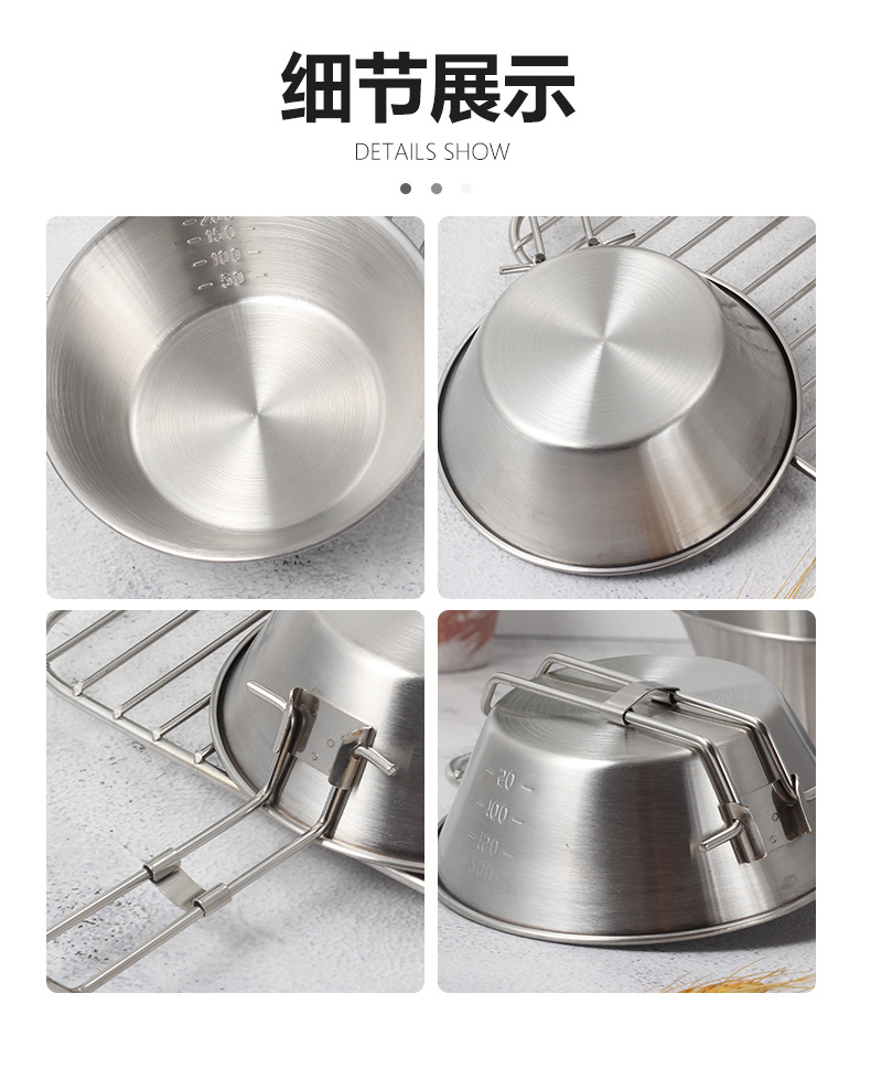 HZ645 Outdoor Camping ear-hanging cup, 304 stainless steel cup, sherry bowl, Coffee Cup, Camping tableware, Fruit Cup pic 6