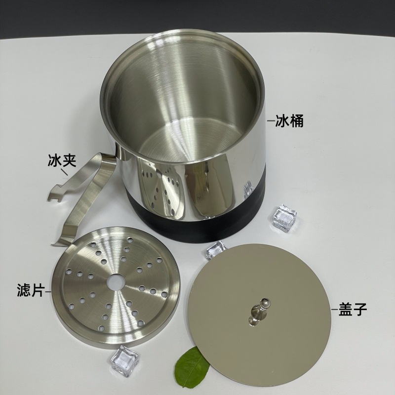 HZ444#不锈钢双层冰桶带盖保温手提冰粒桶香槟桶红酒桶酒店跨境详情14