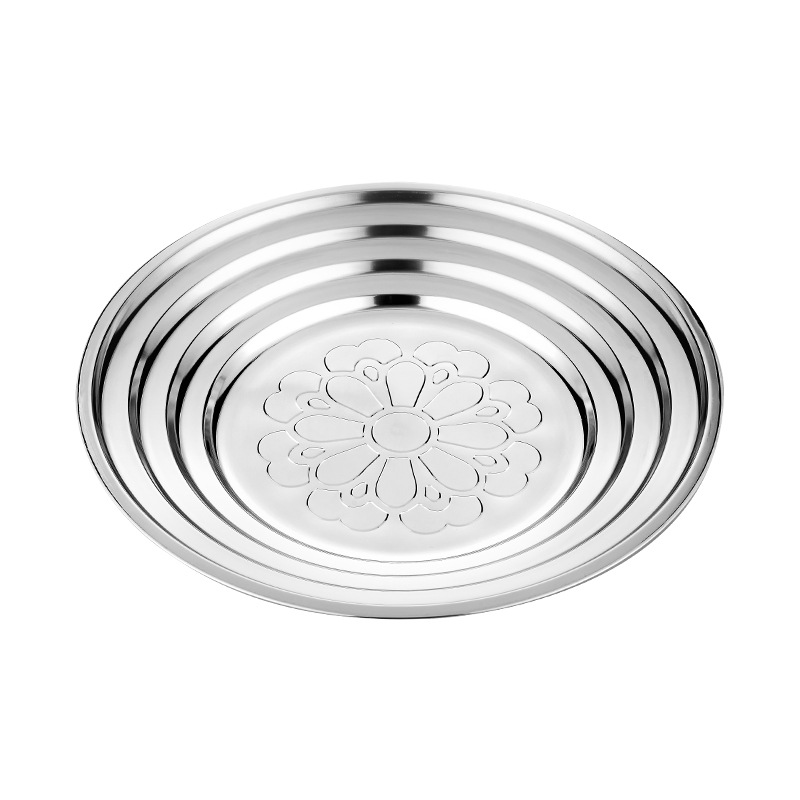 HZ711# Huan Ya Flower Plate, thickened Vegetable Plate, European-style round plate, Stainless Steel deep Plate, original manufacturer of vegetable plates Application Scenario