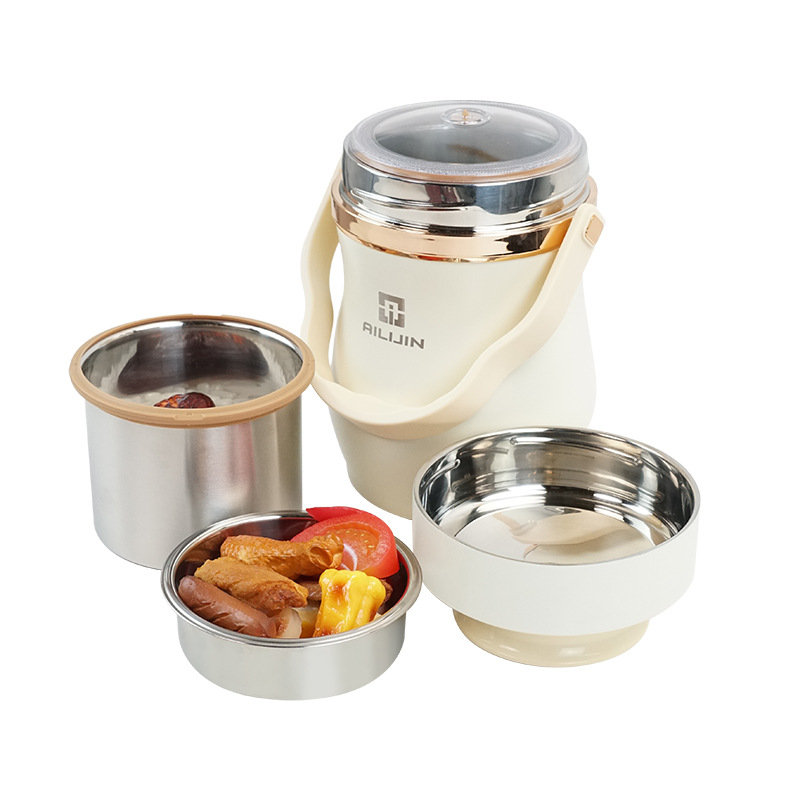 HZ78 stainless steel 304 insulated pot, vacuum steaming lunch box, layered insulated bucket, bento box, portable pot Application Scenario