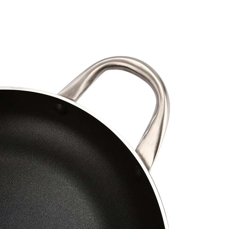 HZ43# Double-ear European-style sanding frying pan, aluminum non-stick flat pan with double bottom, hotel commercial wholesale pic 4