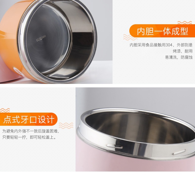 HZ37 split-type stainless steel vacuum insulated lunch box bucket, canteen lunch box, split-type lunch box, portable lid pic 5