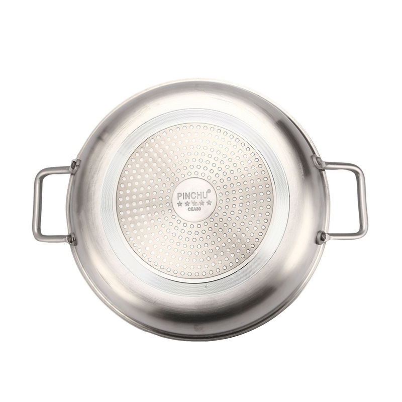 HZ43# Double-eared dumpling frying pan, aluminum non-stick flat-bottomed frying pan with a double bottom, commercial non-stick frying pan, flat-bottomed pan details Picture