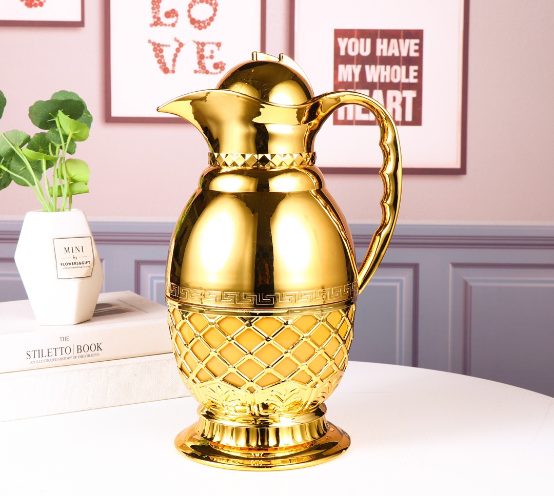 HZ472 Middle Eastern-style household 1L thermos flask, white glass inner liner, three-color mixed packaging Item Picture