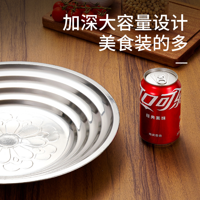 HZ711# Huan Ya Flower Plate, thickened Vegetable Plate, European-style round plate, Stainless Steel deep Plate, original manufacturer of vegetable plates Specification image