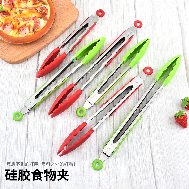 HZ415硅胶食物夹食品夹 防滑防烫烧烤夹 面包夹 烤肉夹