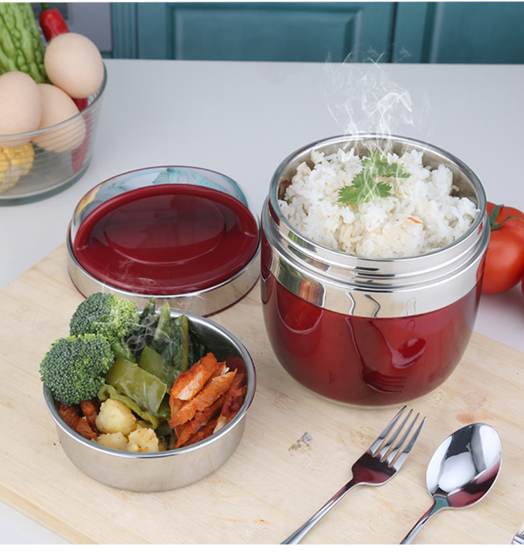 HZ444 Insulated lunch box, double-layer student, adult and office worker lunch box, portable insulated bucket, gift customization pic 1