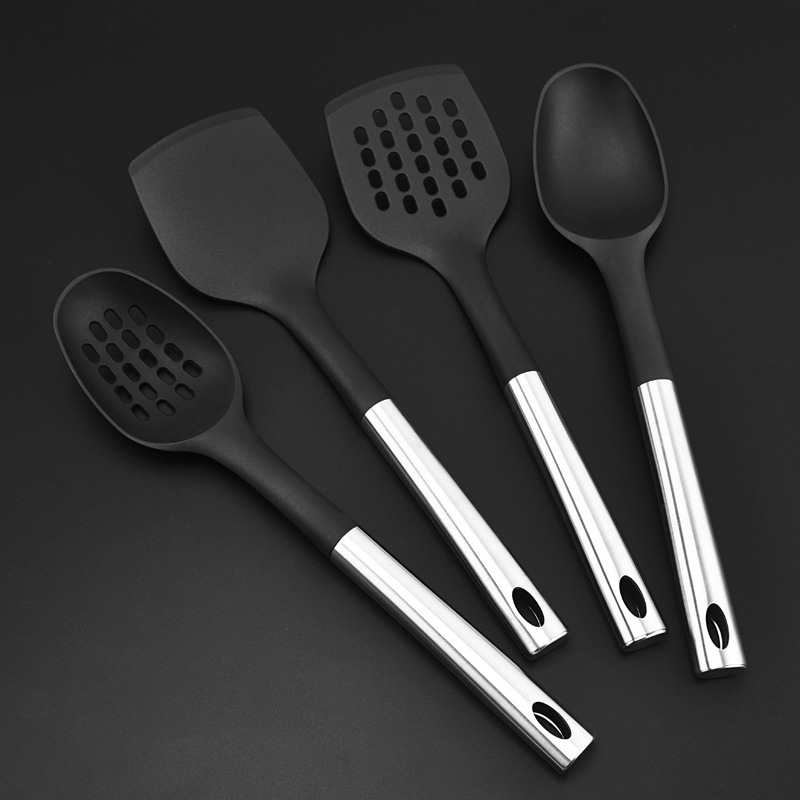 HZ415# Direct sale stainless steel nylon kitchenware non-stick pan cooking set, high-temperature resistant kitchenware set