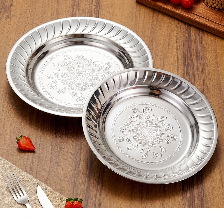 HZ711#410 stainless steel Thai orchid plate, professional stainless steel plate source manufacturer, round plate pic 16