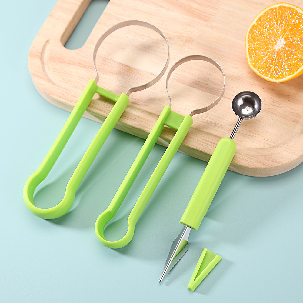 415# Fruit Ball Digler Three-in-one Multi-functional Watermelon and Honeydew Melon Divider Small Tool Pulp Extraction and Carving Set