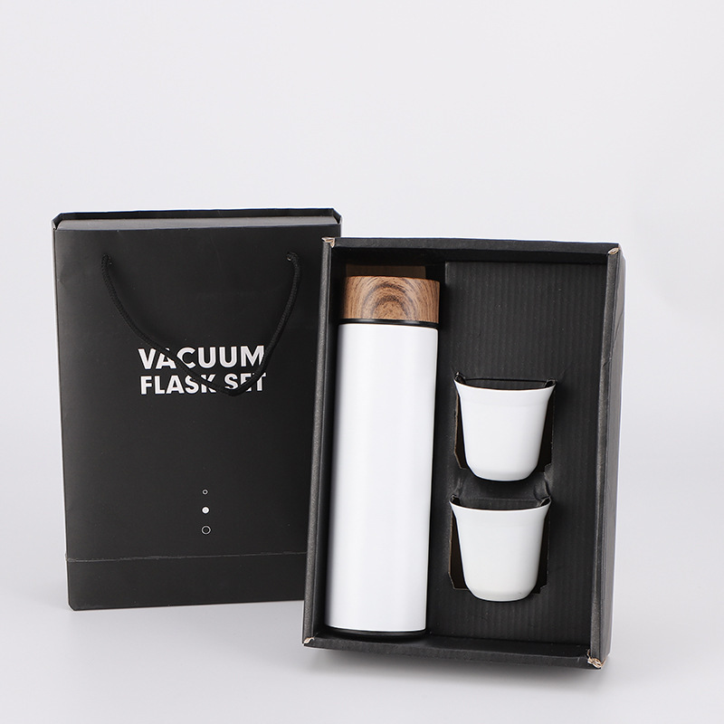 Wholesale of cross-border foreign trade best-selling 304 stainless steel smart insulated cups with heat transfer printing gift boxes details Picture