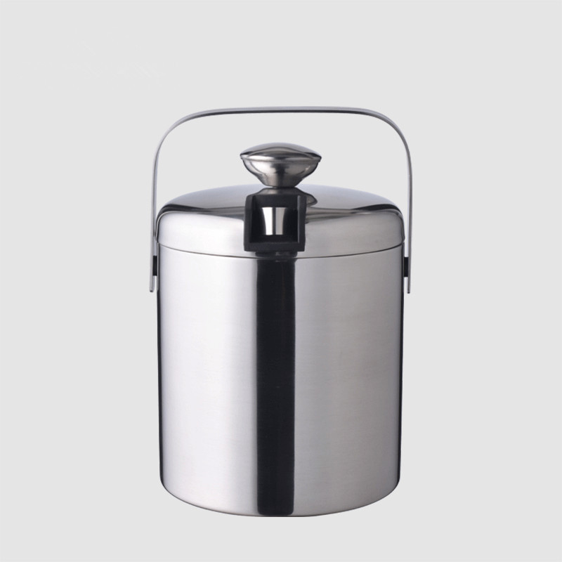 HZ444 stainless steel double-layer insulated ice bucket, 304 inner liner with lid, hand-held champagne bucket, cross-border bestseller, can be printed with logo Item Picture