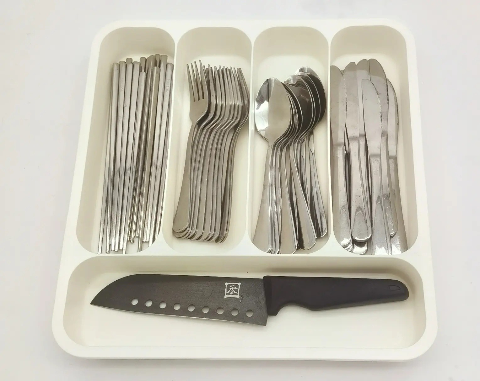 HZ607 extendable drawer storage box, separate shelving unit, tableware organizer, knife, fork and chopsticks compartments box, storage box details Picture