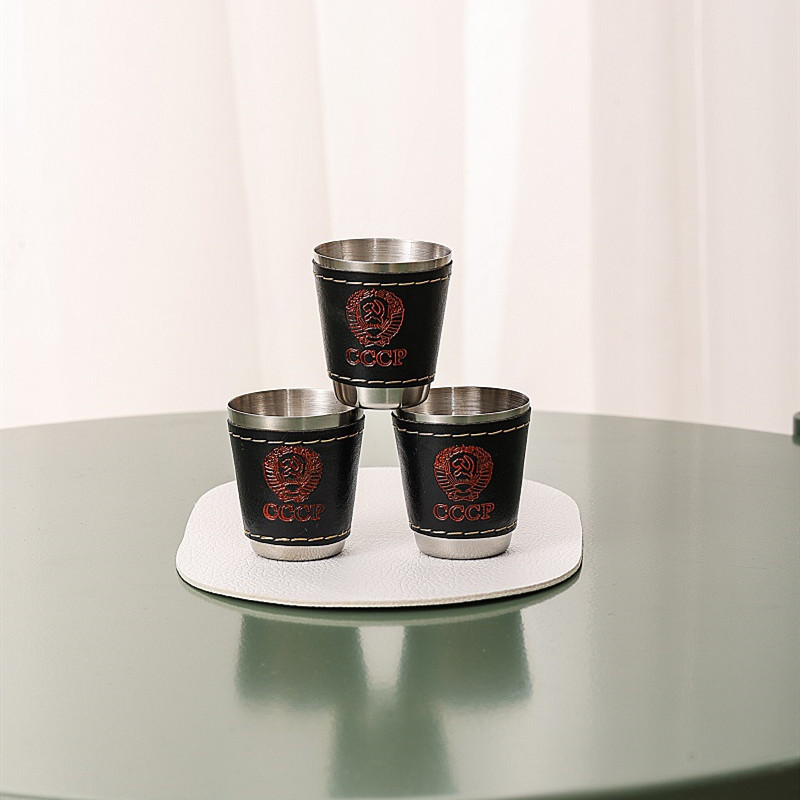 HZ222 Original wrapped small wine glass set, 304 stainless steel outdoor portable spirits small glass 30ml