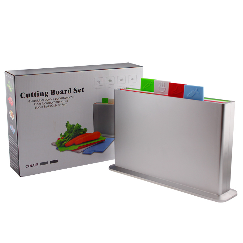 HZ415 New Kitchen Rainbow Rectangular cutting and Classification Board Ultra-thin Plastic Four-piece set Application Scenario