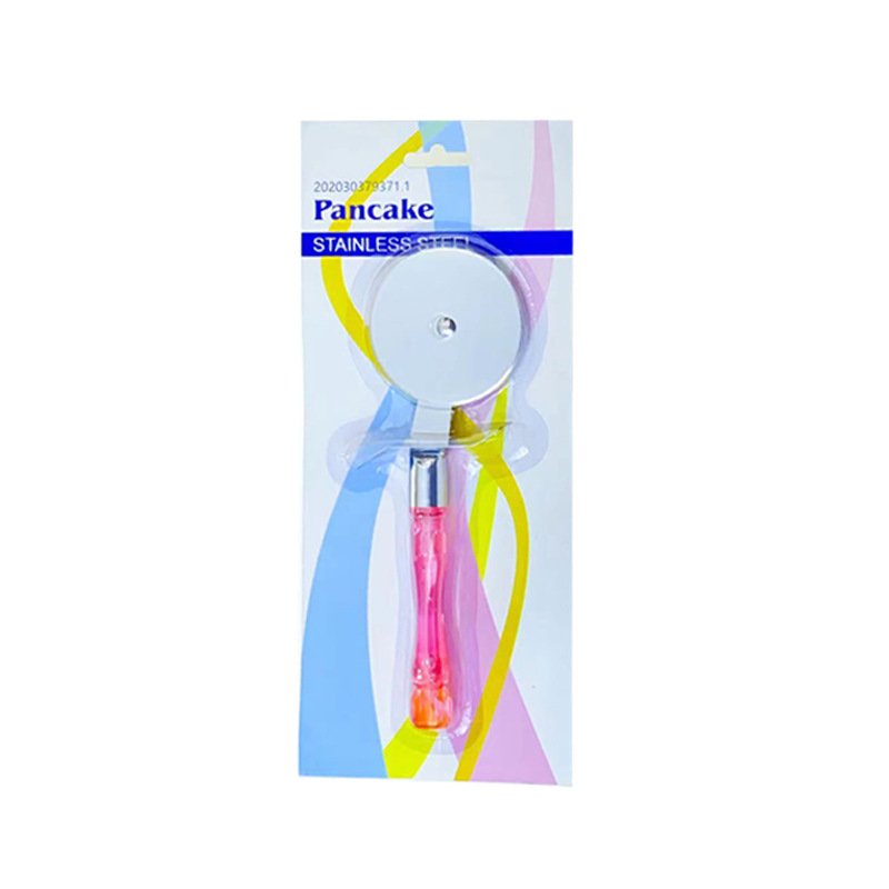 HZ720# Stainless steel crystal handle Pizza knife, single-wheel roller knife cutter, colorful crystal handle pizza cutter for baking