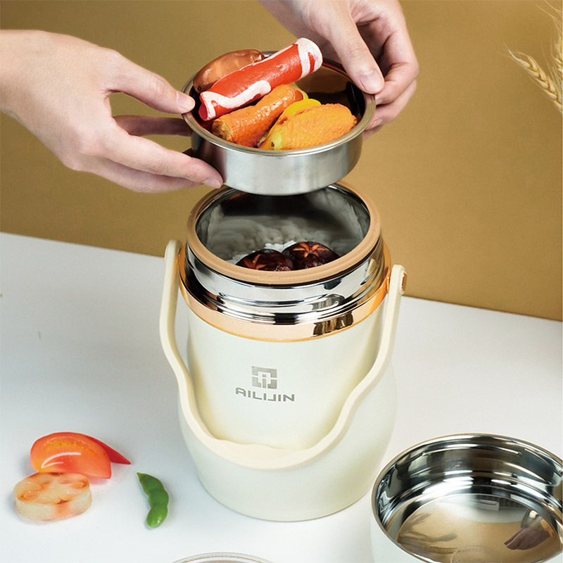 HZ78 stainless steel 304 insulated pot, vacuum steaming lunch box, layered insulated bucket, bento box, portable pot Specification image