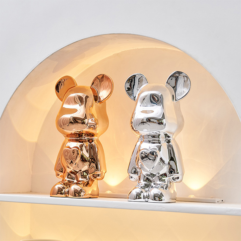 轻奢陶瓷网红暴力熊客厅电视柜卡通公仔小摆件酒柜书柜手办熊装饰