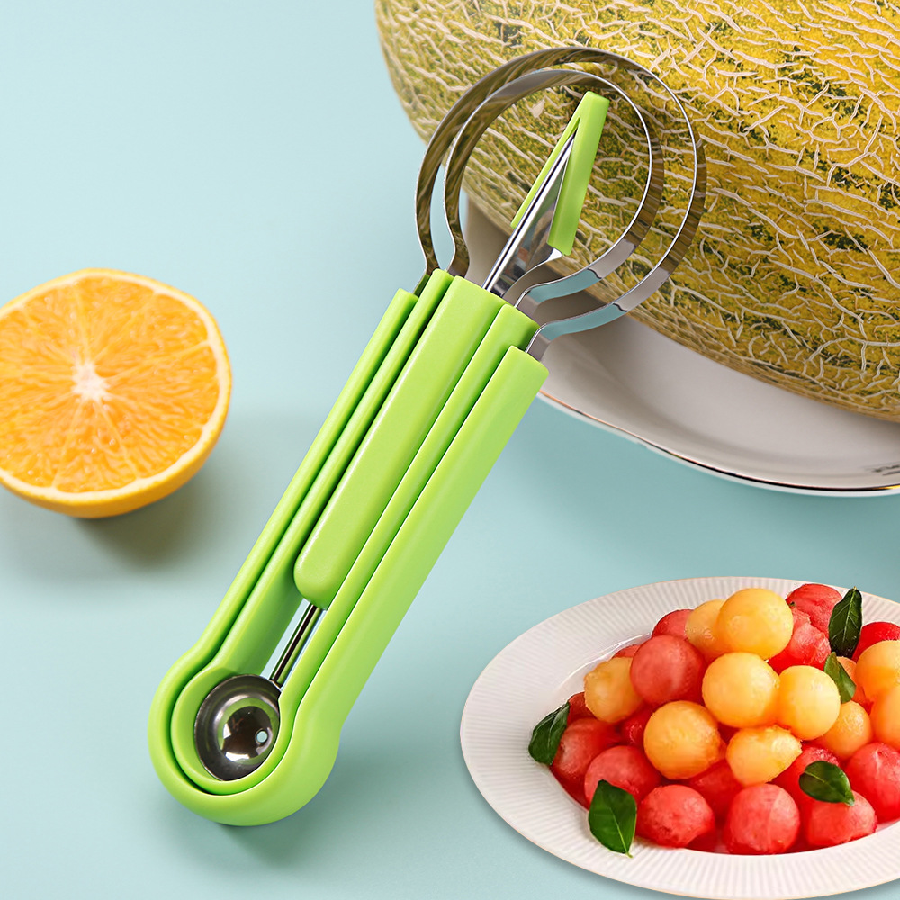 415# Fruit Ball Digler Three-in-one Multi-functional Watermelon and Honeydew Melon Divider Small Tool Pulp Extraction and Carving Set details Picture