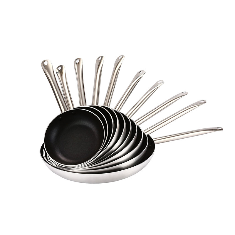 HZ43# stainless steel handle sanding frying pan, aluminum alloy non-stick flat-bottomed frying and stir-frying pan, universal for induction cookers and gas stoves Item Picture