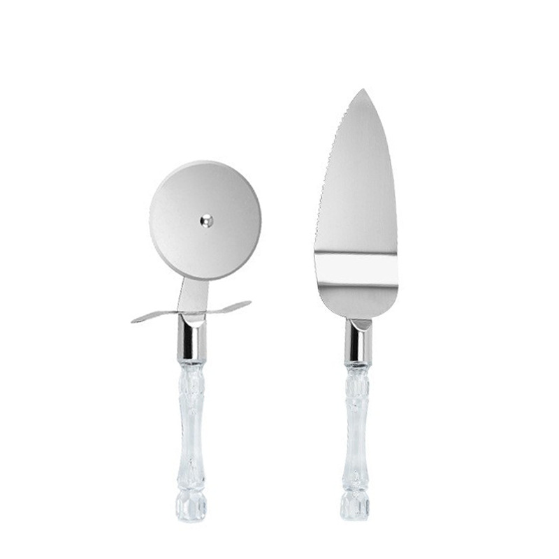 HZ720# Crystal Handle Pizza Knife and Cake Spatula Two-piece Set, Pizza Cutting tools, Kitchen Baking Set