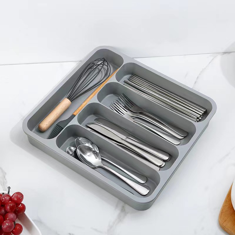 HZ607 extendable drawer storage box, separate shelving unit, tableware organizer, knife, fork and chopsticks compartments box, storage box pic 16