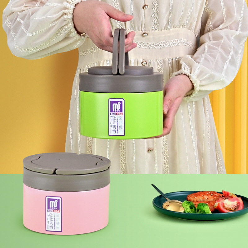 HZ37 stainless steel 304 insulated lunch box, portable anti-overflow lunch box, student double-layer lunch box, small insulated bucket Specification image