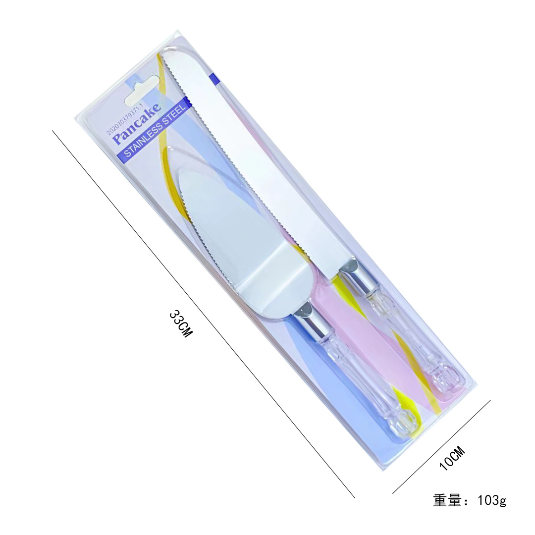 HZ720 Bread Knife Cake Spatula 2-piece set, crystal handle bread knife cake spatula, wooden handle bread knife cake spatula