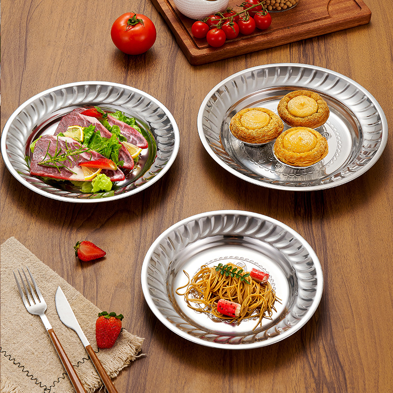 HZ711#410 stainless steel Thai orchid plate, professional stainless steel plate source manufacturer, round plate