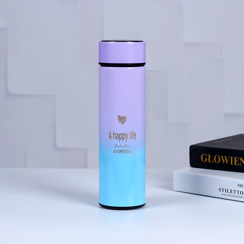 Smart temperature display insulated cup, 304 stainless steel double-layer gradient color business car insulated cup gift Item Picture