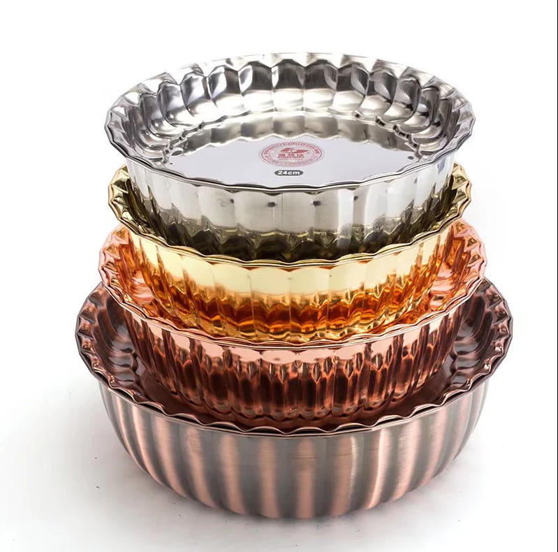 The HZ151 rose gold stainless steel covered basin with a lid can be used as a multi-purpose disc basin or can be disassembled for use pic 4