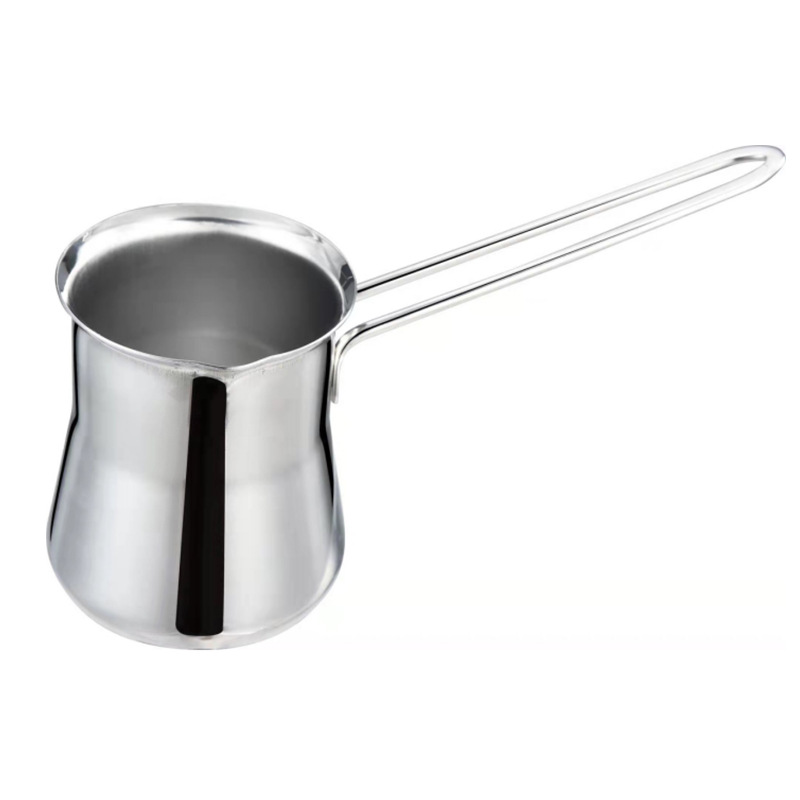HZ444# stainless steel thickened coffee pot, coffee cup, milk cup, long handle, steel handle, straight, drum-shaped, linear handle milk cup Item Picture