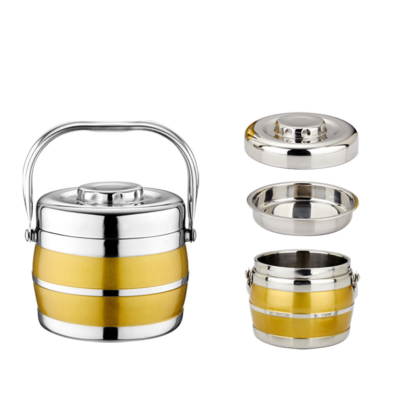 HZ26 manufacturer wholesale type stainless steel pot handle double-layer insulated lunch box portable student lunch box Specification image